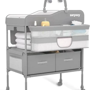 Foldable Baby Changing Table with Adjustable Height